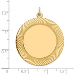 14K Etched Design .027 Gauge Circular Engravable Disc Charm, 39 x 33mm view