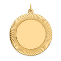 14K Etched Design .027 Gauge Circular Engravable Disc Charm, 39 x 33mm