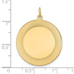 14K Etched Design .018 Gauge Circular Engravable Disc Charm, 32 x 26mm view