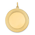 14K Etched Design .018 Gauge Circular Engravable Disc Charm, 32 x 26mm