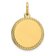 14K Plain .011 Gauge Engravable Round Disc Charm, 20 x 13mm
