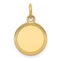 14K Plain .013 Gauge Engravable Round Disc Charm, 19 x 13mm