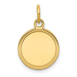 14K Plain .011 Gauge Engravable Round Disc Charm, 19 x 13mm view