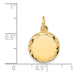 14K Etched .027 Gauge Engravable Round Disc Charm, 20 x 13mm view