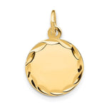 14K Etched .013 Gauge Engravable Round Disc Charm, 20 x 13mm view
