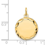 14K Etched .027 Gauge Engravable Round Disc Charm, 23 x 16mm view