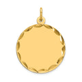 14K Etched .013 Gauge Engravable Round Disc Charm, 26 x 19mm