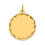 14K Etched .013 Gauge Engravable Round Disc Charm, 26 x 19mm view
