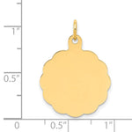 14K .018 Gauge Engravable Scalloped Disc Charm, 20 x 13mm view