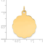 14K .018 Gauge Engravable Scalloped Disc Charm, 27.1 x 21.5mm view