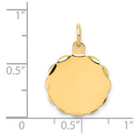 14K .018 Gauge Engravable Scalloped Disc Charm, 20 x 13mm view