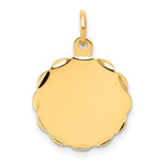 14K .018 Gauge Engravable Scalloped Disc Charm, 20 x 13mm view