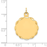 14K .018 Gauge Engravable Scalloped Disc Charm, 20 x 13mm view