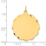 14K .018 Gauge Engravable Scalloped Disc Charm, 20 x 13mm view