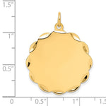 14K .018 Gauge Engravable Scalloped Disc Charm, 20 x 13mm view