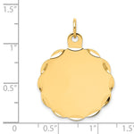 14K .018 Gauge Engravable Scalloped Disc Charm, 20 x 13mm view
