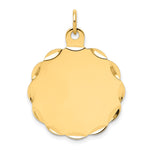14K .018 Gauge Engravable Scalloped Disc Charm, 20 x 13mm view