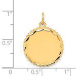 14K .018 Gauge Engravable Scalloped Disc Charm, 20 x 13mm view