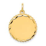 14K .018 Gauge Engravable Scalloped Disc Charm, 20 x 13mm view