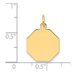 14K Plain .018 Gauge Engravable Octagonal Disc Charm, 21 x 15mm view