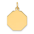14K Plain .018 Gauge Engravable Octagonal Disc Charm, 21 x 15mm