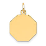 14K Plain .018 Gauge Engravable Octagonal Disc Charm, 21 x 15mm view