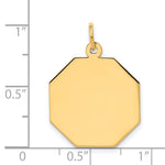 14K Plain .013 Gauge Engravable Octagonal Disc Charm, 25 x 19mm view