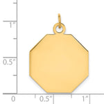 14K Plain .018 Gauge Engravable Octagonal Disc Charm, 27 x 21mm view