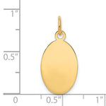 14K Plain .011 Gauge Engravable Oval Disc Charm, 22 x 11mm view