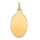 14K Plain .009 Gauge Engravable Oval Disc Charm, 22 x 11mm