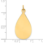 14K Plain .018 Gauge Engravable Raindrop Disc Charm, 33 x 16mm view