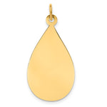 14K Plain .009 Gauge Engravable Raindrop Disc Charm, 33 x 16mm view