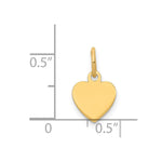 14K Plain .018 Gauge Engravable Heart Disc Charm, 14 x 9mm view
