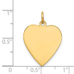 14K Plain .018 Gauge Engravable Heart Disc Charm, 24 x 20mm view