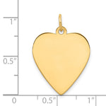 14K Plain .011 Gauge Engravable Heart Disc Charm, 27 x 21mm view