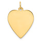 14K Plain .018 Gauge Engravable Heart Disc Charm, 27 x 21mm