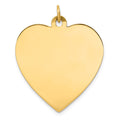 14K Plain .018 Gauge Engravable Heart Disc Charm, 33 x 28mm