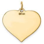 14K Plain .013 Gauge Engravable Heart Disc Charm, 25 x 24mm view