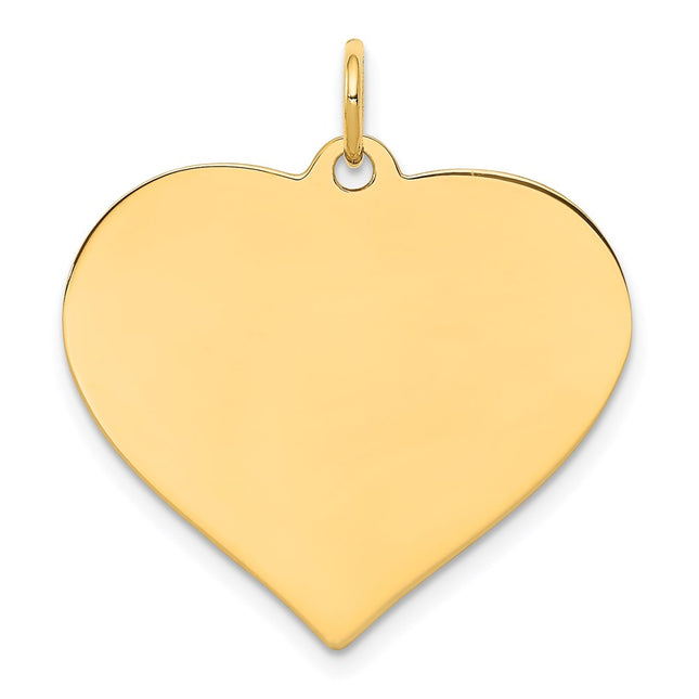14k Plain .013 Gauge Engravable Heart Disc Charm, 25 x 24mm