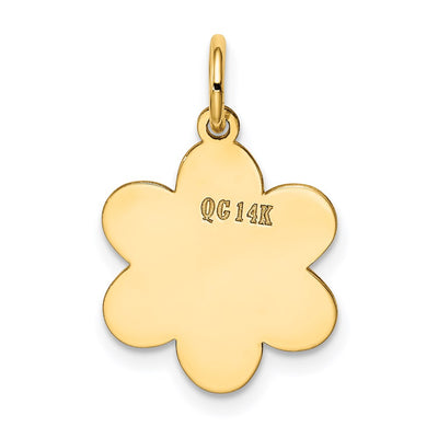 14K Plain .018 Gauge Engravable Flower Disc Charm, 20 x 12mm