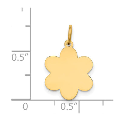 14K Plain .013 Gauge Engravable Flower Disc Charm, 20 x 12mm