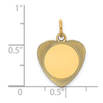 14K Etched .013 Gauge Engravable Heart Disc Charm, 21 x 15mm view