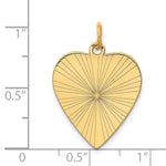 14K Etched .018 Gauge Engravable Heart Disc Charm, 27 x 19mm view