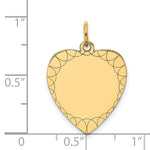 14K Etched .018 Gauge Engravable Heart Disc Charm, 23 x 17mm view