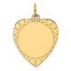 14K Etched .018 Gauge Engravable Heart Disc Charm, 23 x 17mm