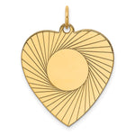 14K Etched .018 Gauge Engravable Heart Disc Charm, 31 x 24mm view