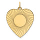 14K Etched .018 Gauge Engravable Heart Disc Charm, 31 x 24mm