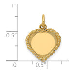 14K Polished .013 Gauge Engravable Heart with Rope Disc Charm, 20 x 15mm view