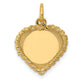14K Polished .013 Gauge Engravable Heart with Rope Disc Charm, 20 x 15mm
