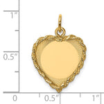 14K Polished .013 Gauge Engravable Heart with Rope Disc Charm, 24 x 17mm view